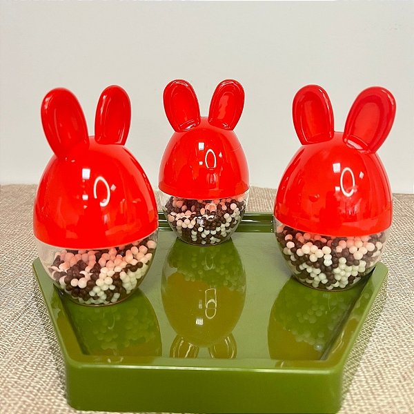 Potinho De Páscoa Com Orelha De Coelho - Vermelho - 9x5,5cm - 12 unidades - Rizzo