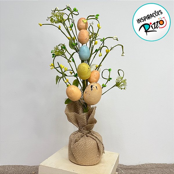 Enfeite Decorativo de Páscoa - Mini Árvore com Ovos Coloridos - 35cm - 1 unidade - Rizzo