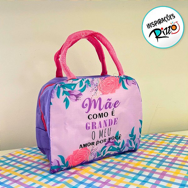Bolsa Térmica Lilás - Mãe como é Grande o Meu Amor Por Você - 22x12x18,5cm - 1 unidade - Rizzo