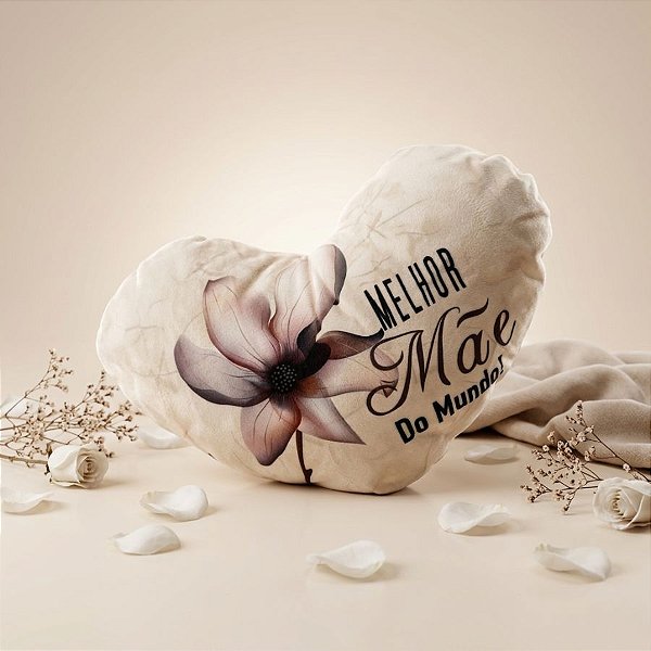 Almofada Coração de Pelúcia - Melhor Mãe Do Mundo - 28x20cm - 1 unidade - Rizzo