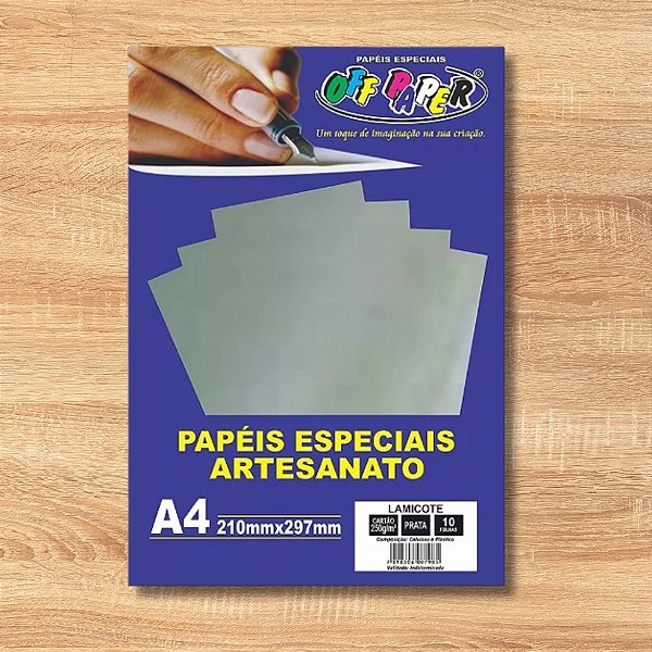 Papel Lamicote Prata A4 250g - 10 unidades - Rizzo
