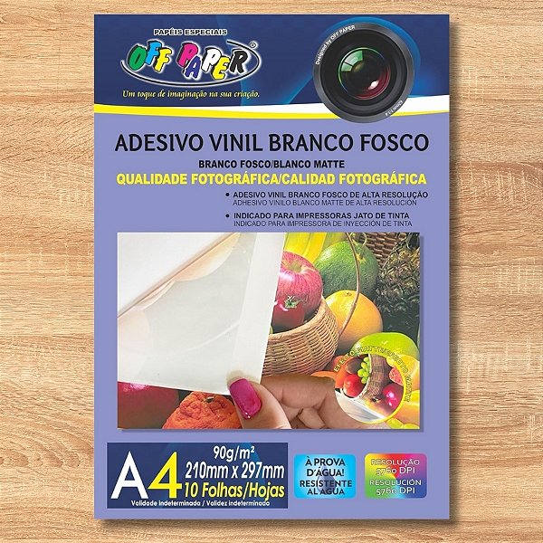 Adesivo Vinil Branco Fosco A4 90g - 10 unidades - Rizzo