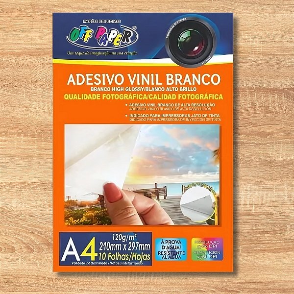 Adesivo Vinil Branco A4 120g - 10 unidades - Rizzo