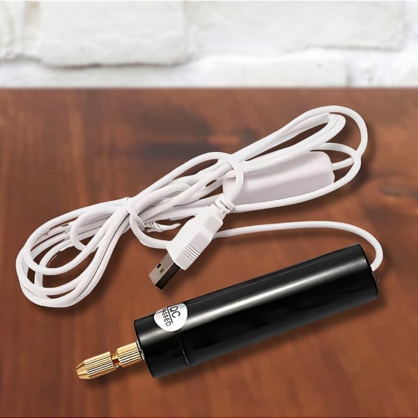Mini Retífica Elétrica USB - Preta - com 10 Brocas - 1 unidade - Rizzo