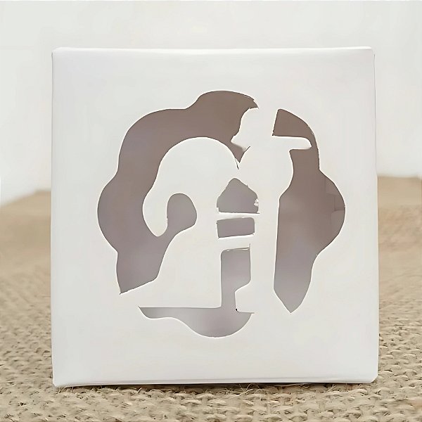 Caixa com visor Vazado - Noivinhos Branca - 7x7x3cm - 10 unidades - Assk - Rizzo