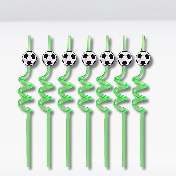 Canudo Espiral Rigido Verde - Bola De Futebol - 27cm - 4 unidades - Rizzo
