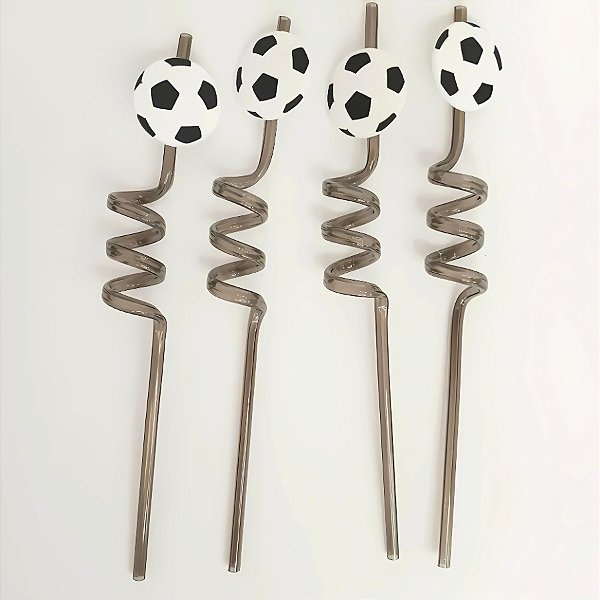 Canudo Espiral Rigido Preto - Bola De Futebol - 27cm - 4 unidades - Rizzo