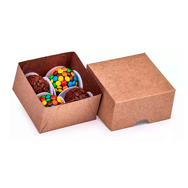 Caixa sem Visor S16 (7cm x 7cm x 3cm) Kraft 10 unidades Assk  Embalagens