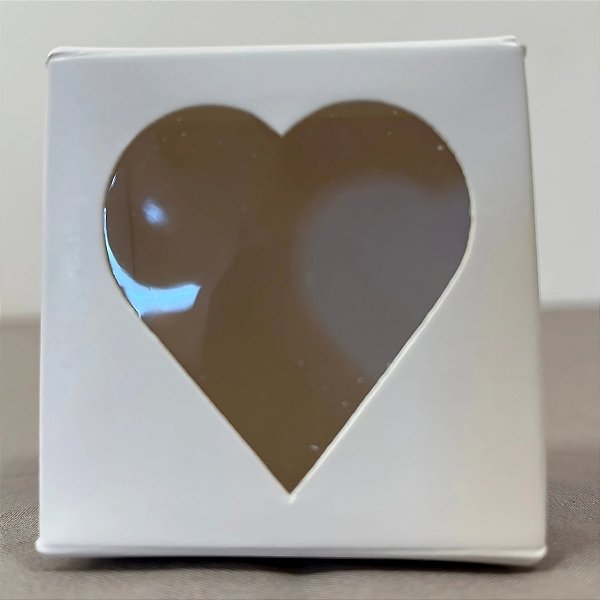 Caixa Para Doce Com Visor De Coração - 5,5x5x3cm - Branca - 10 unidades - Assk - Rizzo