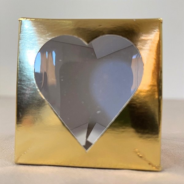 Caixa Para Doce Com Visor De Coração - 5,5x5x3cm - Ouro - 10 unidades - Assk - Rizzo