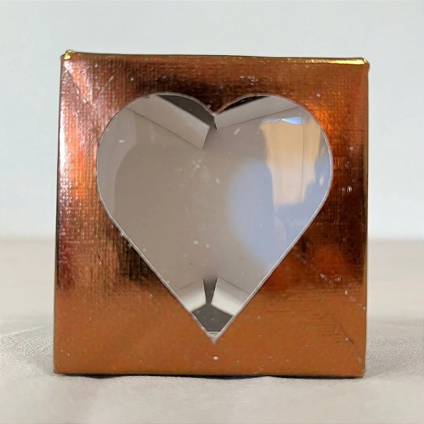 Caixa Para Doce Com Visor De Coração - 5,5x5x3cm - Bronze Texturizada - 10 unidades - Assk - Rizzo