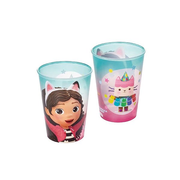 Copo Plástico Casa Mágica Da Gabby - Rosa e Azul - 320ml - 1 unidade - Plasútil - Rizzo