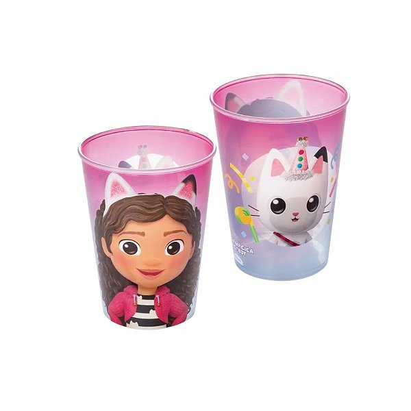Copo Plástico Casa Mágica Da Gabby - Rosa e Roxo - 320ml - 1 unidade - Plasútil - Rizzo