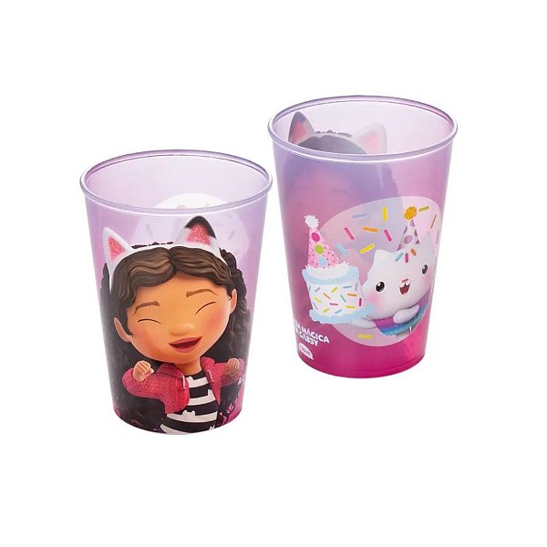 Copo Plástico Casa Mágica Da Gabby - Rosa e Roxo - 320ml - 1 unidade - Plasútil - Rizzo