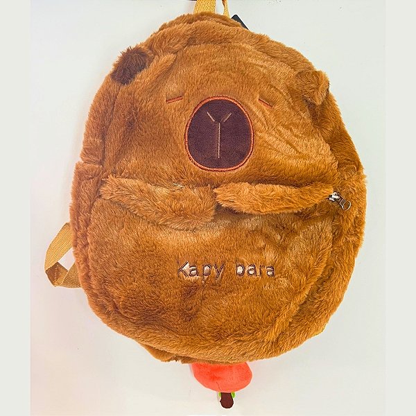 Mochila de Pelucia Capivara Com Touca - 30x26x9cm - 1 unidade - Rizzo