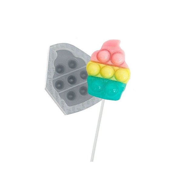 Molde de Silicone Pirulito Fidget 6cm Cupcake - Ref. 691 - 1 unidade - Flexarte - Rizzo