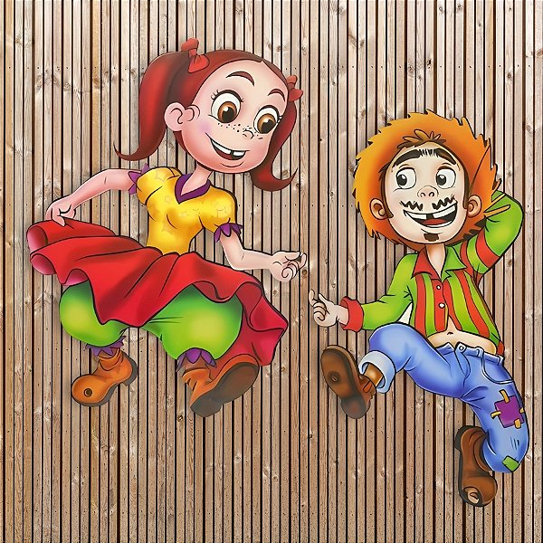 Painel Decorativo Casal Caipira De Festa Junina - Modelo 1 - 2 unidades - Rizzo
