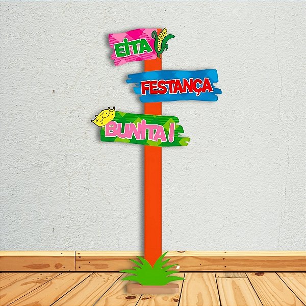 Placa Decorativa "Eita Festança Bunita!" De Festa Junina - 1 unidade - Rizzo