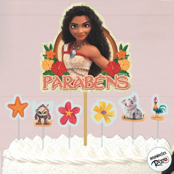 Topo de Bolo - Moana 2 - 7 unidades - Disney Original - Rizzo