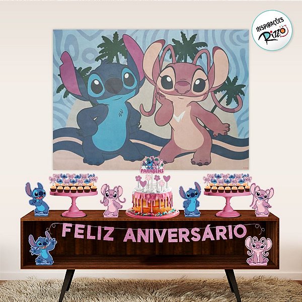 Kit Festa Fácil - Stitch e Angel - 39 Itens - 1 unidade - Disney Original - Rizzo