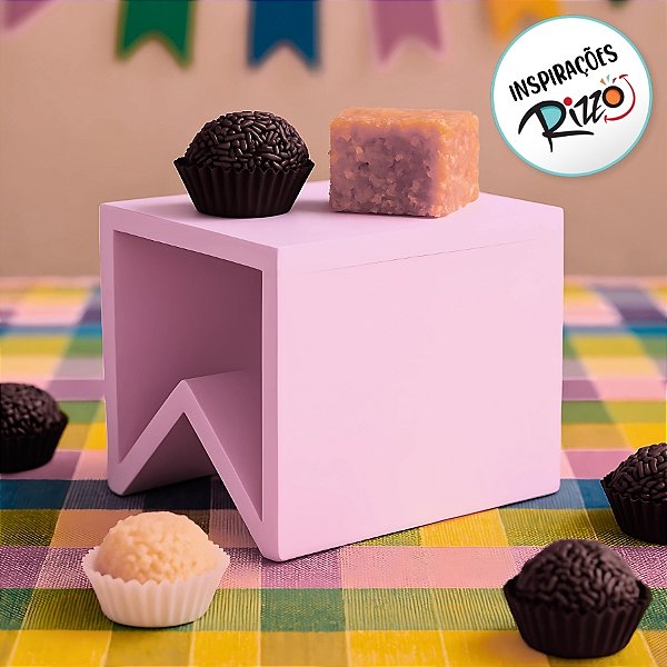 Suporte para Doces em Madeira Bandeirinha Rústico De Festa Junina - Rosa Bebê - 11,5x12cm - 1 unidade - Rizzo