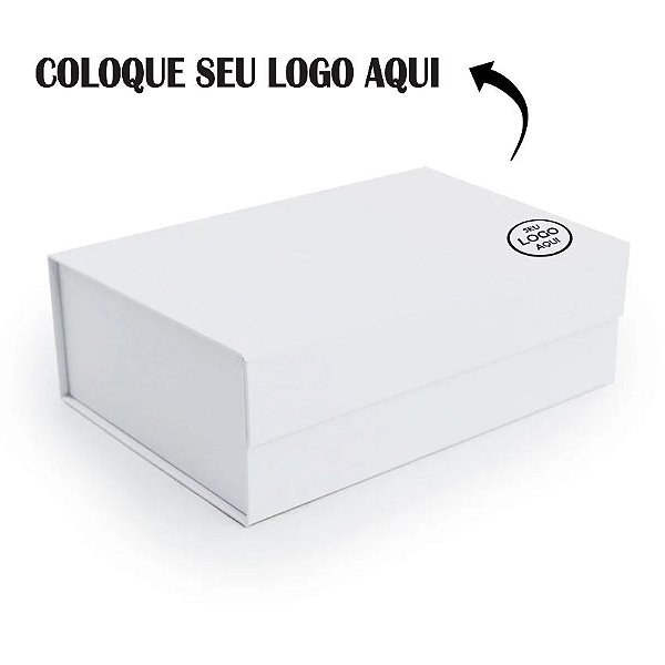 Caixa de Papel Rígido Personalize com Mini Logo Preto - Retangular Branco com Ímã - 1 unidade - Cromus - Rizzo