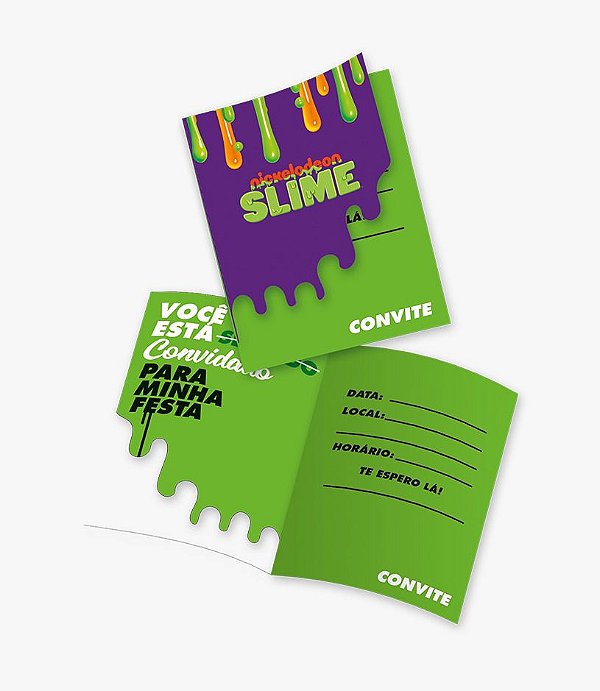 Convite Festa Slime - 8 unidades - Festcolor - Rizzo Festas