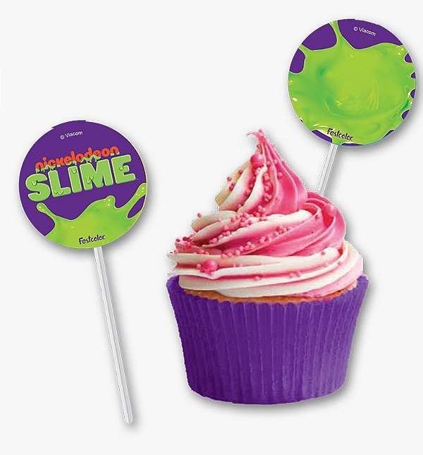 Topper para Doces Festa Slime - 8 unidades - Festcolor - Rizzo Festas