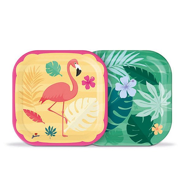 Prato Festa Tropical 18cm - 8 unidades - Junco - Rizzo Festas