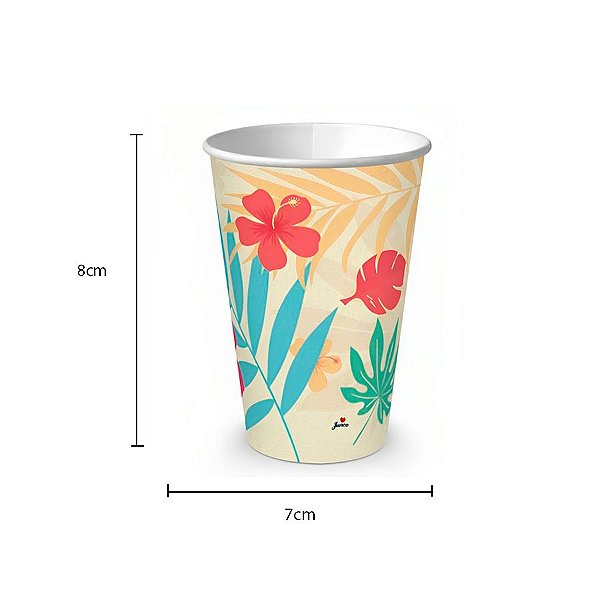 Copo de Papel - Tropical Flamingo - 180ml - 8 unidades - Junco - Rizzo