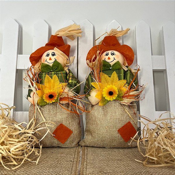 Peso De Porta Espantalho De Festa Junina - Laranja - 24cm - 1 unidade - Rizzo