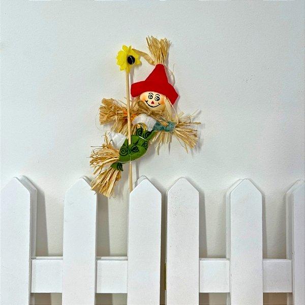 Espeto para Jardim Espantalho Pequeno de Festa Junina - Vermelho - 18x6cm - 1 unidade - Rizzo