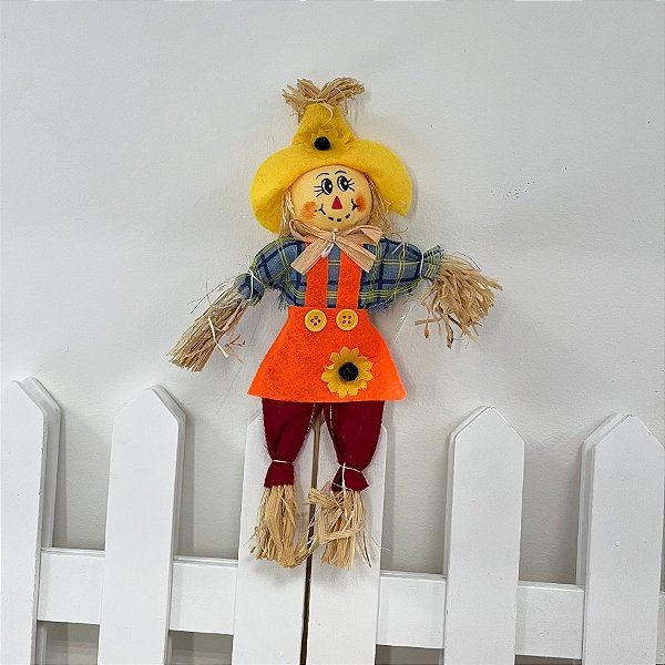 Espeto para Jardim Espantalho de Festa Junina - Laranja -  47,5x21,5cm - 1 unidade - Rizzo