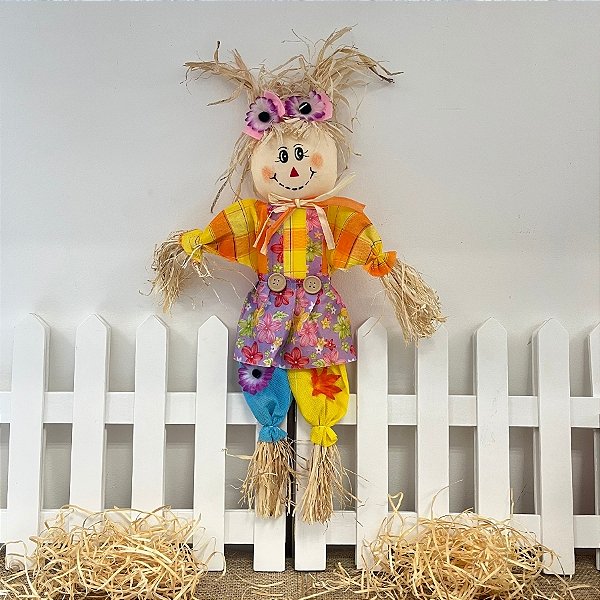 Espeto para Jardim De Bambu Espantalha Grande de Festa Junina - Florido - 60x25cm - 1 unidade - Rizzo