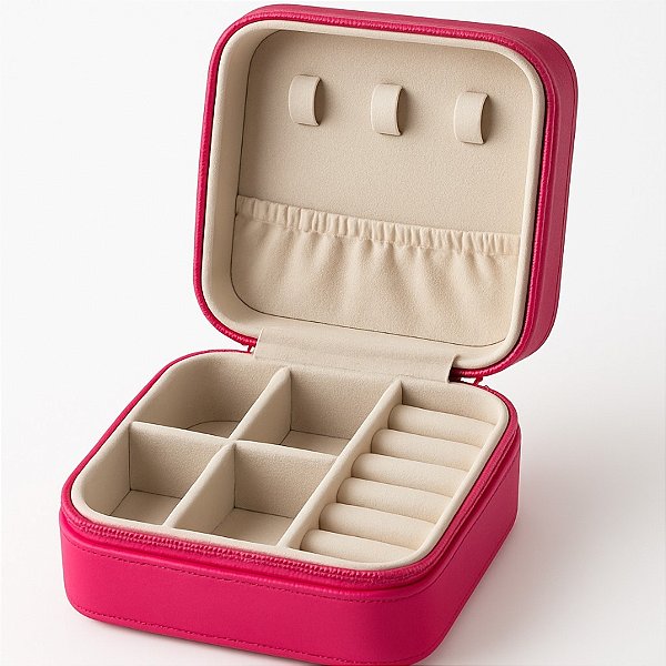 Mini Porta Jóias Portátil - Pink sem Textura - 1 unidade - Rizzo