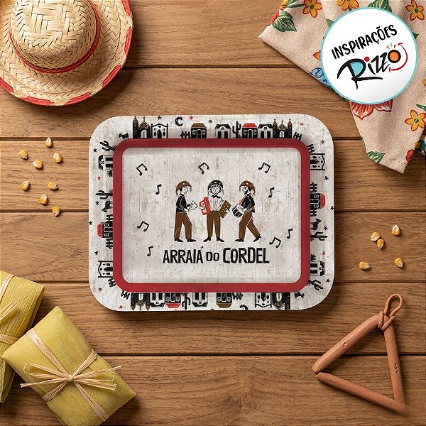 Bandeja Laminada R5 De Festa Junina - Cordel - 40x30cm - 1 unidade - Cromus - Rizzo