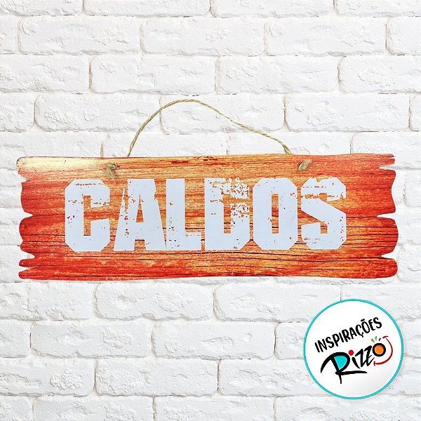 Placa de Sinalização Caldos De Festa Junina em MDF - Madeira Clara - 41x16,5cm - 1 unidade - Rizzo