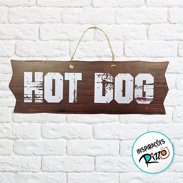 Placa de Sinalização Hot Dog De Festa Junina em MDF - Madeira Escura - 41x16,5cm - 1 unidade - Rizzo