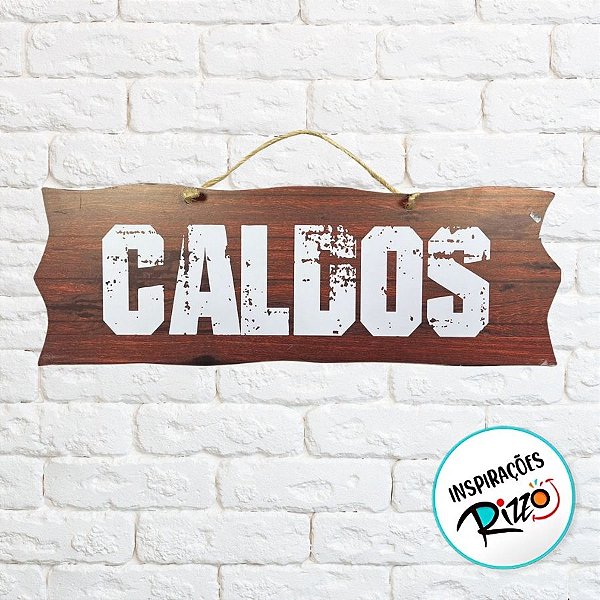 Placa de Sinalização Caldos De Festa Junina em MDF - Madeira Escura - 41x16,5cm - 1 unidade - Rizzo