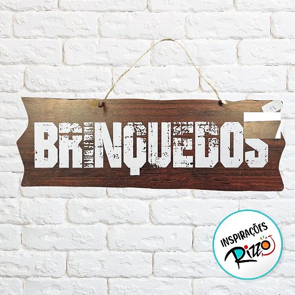 Placa de Sinalização Brinquedos De Festa Junina em MDF - Madeira Escura - 41x16,5cm - 1 unidade - Rizzo