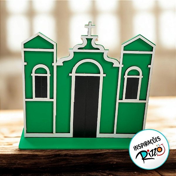 Igreja em MDF De Festa Junina - Verde - 21x20cm - 1 unidade - Rizzo