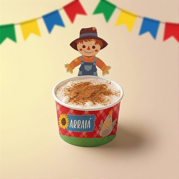 Copinho Para Doces Com Cinta De Festa Junina - Quadrilha - 100ml - 8 unidades - Cromus - Rizzo