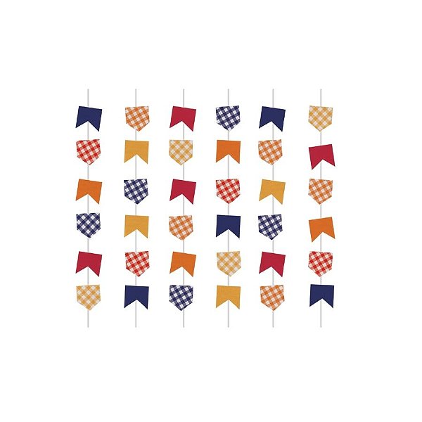 Cortina Decorativa De Bandeirinhas De Festa Junina Xadrez - 17,5x130cm - 6 unidades - Cromus - Rizzo