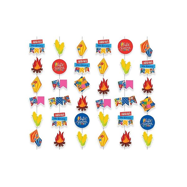 Cortina Decorativa De Festa Junina  - Arraiá Bão Demais - 17,5x130cm - 6 unidades - Cromus - Rizzo