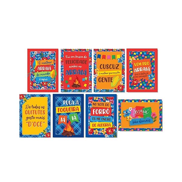 Cartaz Decorativo De Festa Junina - Arraiá Bão Demais - 25x35cm - 8 unidades - Cromus - Rizzo