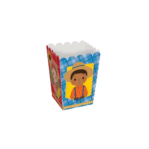 Caixa para Pipoca - Festa Junina Quadrilha PP - 5,5x5,5x9cm - 10 unidades - Cromus - Rizzo