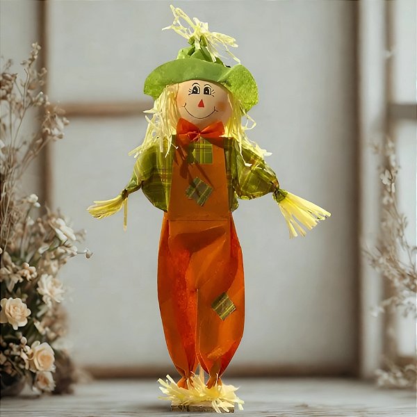 Espantalho Decorativo Com Base De Festa Junina - Verde - 17,5x77cm - 1 unidade - Rizzo
