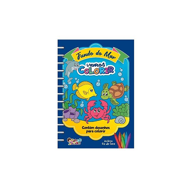 Revista Para Colorir com Giz De Cera - Fundo Do Mar - 8 Páginas - 1 unidade - Rizzo
