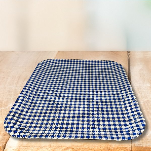 Prato Retangular Laminado - Xadrez Azul - 33x40,5cm - 1 unidade - Rizzo