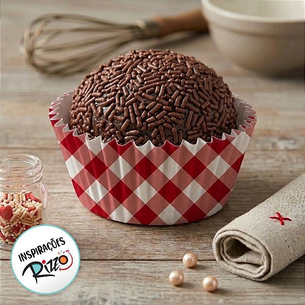 Forminha de Papel para Docinhos Xadrez - Vermelho - Festa Junina - N°5 - 100 unidades - Rizzo